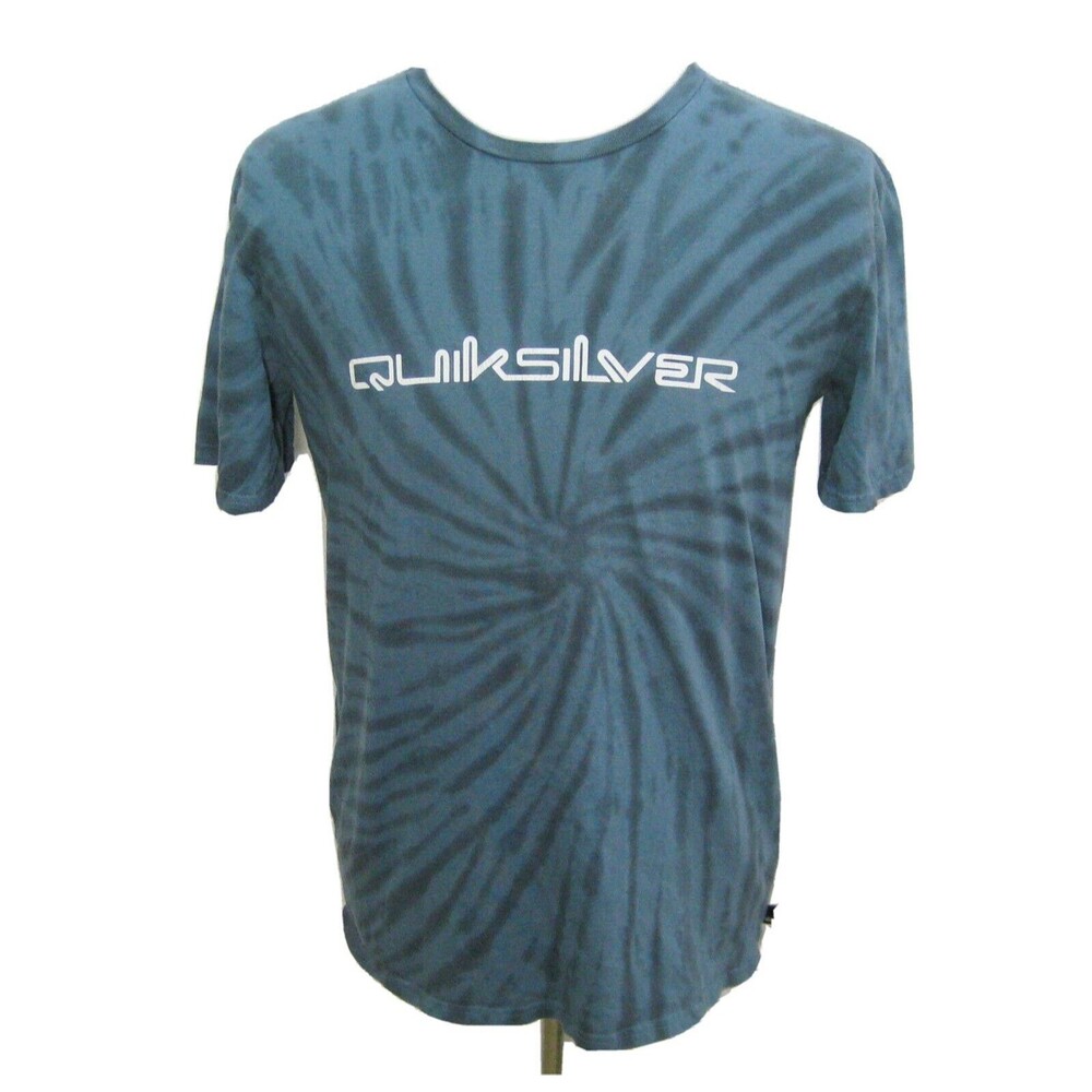 QUIKSILVER Mens (Size Medium) Blue Tie-Dye Short Sleeve Spellout Graphic T-Shirt